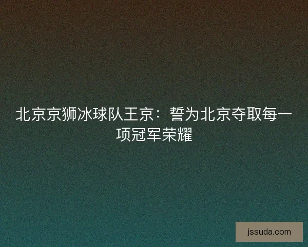 北京京狮冰球队王京:誓为北京夺取每一项冠军荣耀 北京京狮冰球队王京:誓为北京夺取每一项冠军荣耀